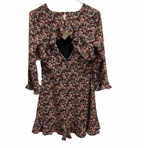 Topshop Women's Size 6 Ditsy Floral V Neck Ruffle Cut Out Back Mini Dress - Picture 6 of 10